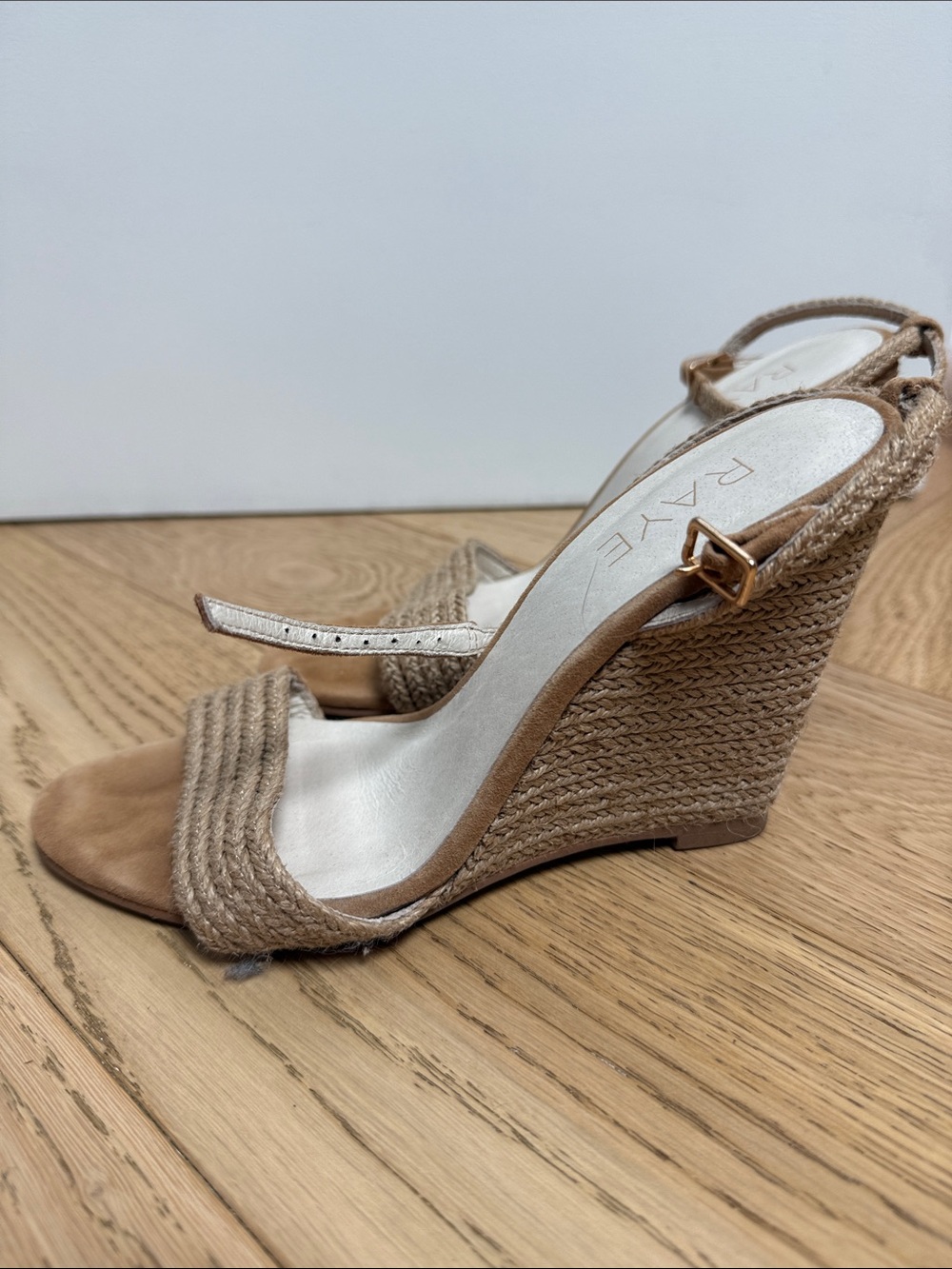 RAYE Tan Braided Ankle-Strap Sandals